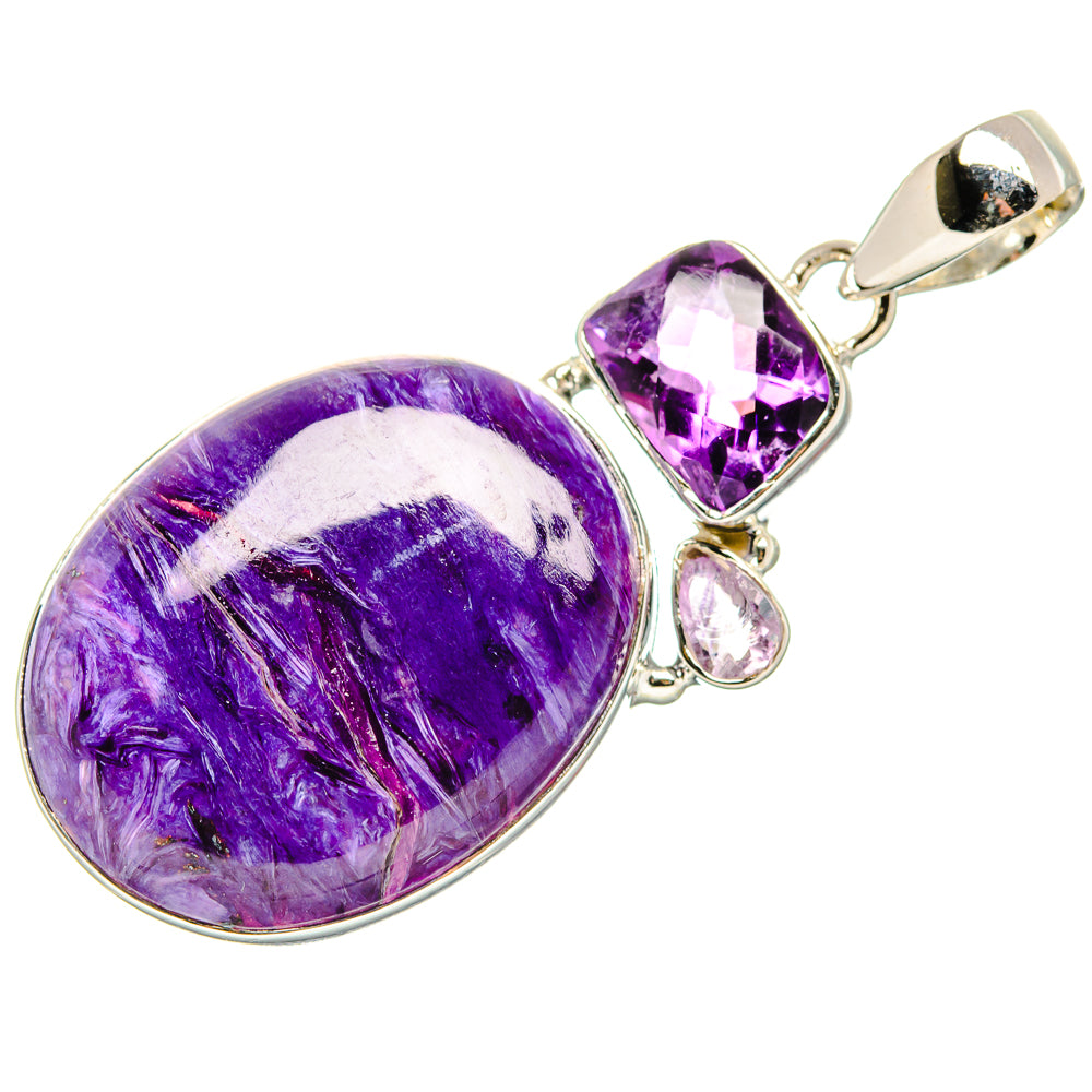 Charoite, Amethyst Pendants handcrafted by Ana Silver Co - PD36264 - Photo 2