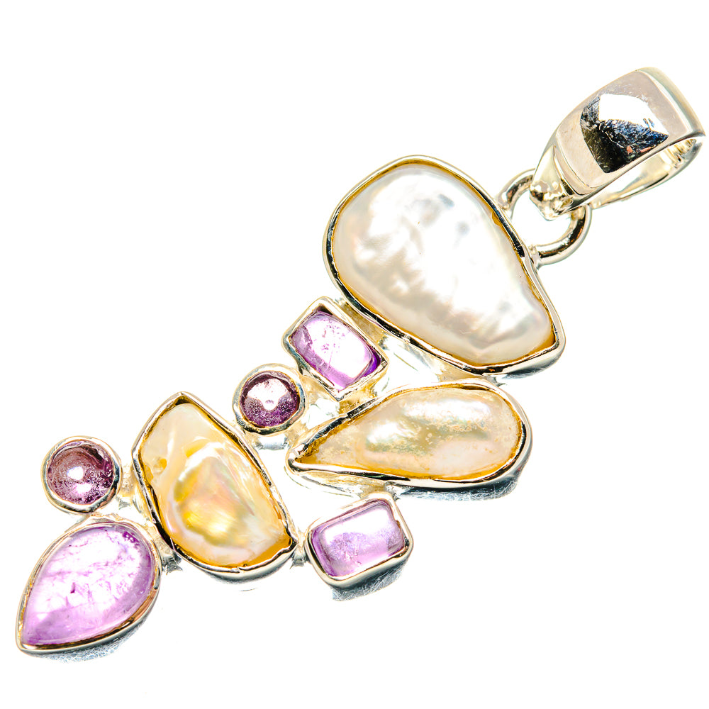 Mother Of Pearl, Amethyst Pendants handcrafted by Ana Silver Co - PD36388 - Photo 2