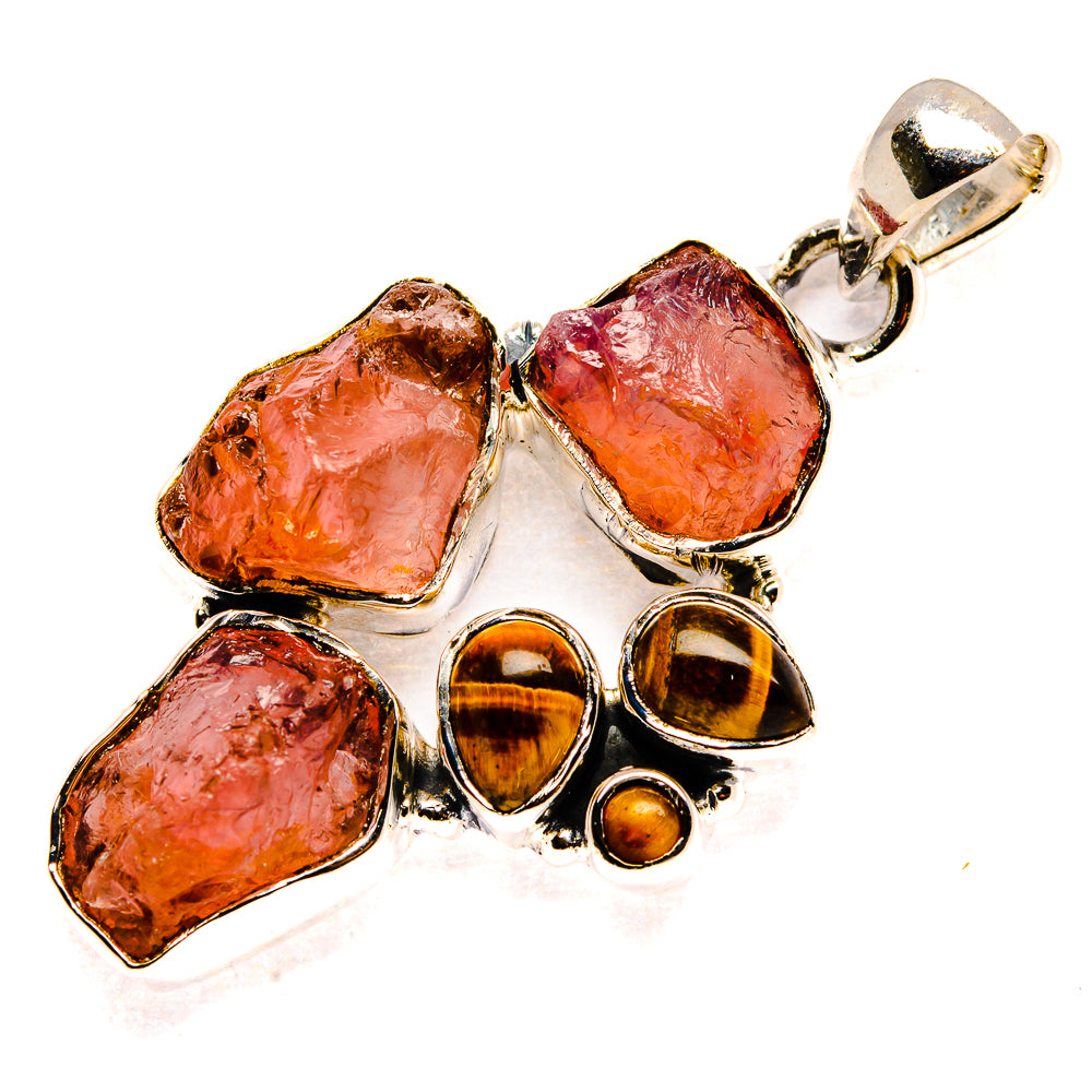 Rose Quartz, Tiger Eye Pendants handcrafted by Ana Silver Co - PD36442 - Photo 2