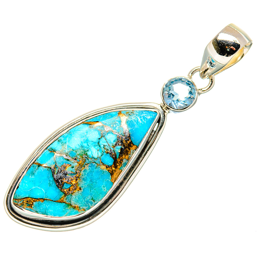 Blue Copper Composite Turquoise Pendants handcrafted by Ana Silver Co - PD36519 - Photo 2