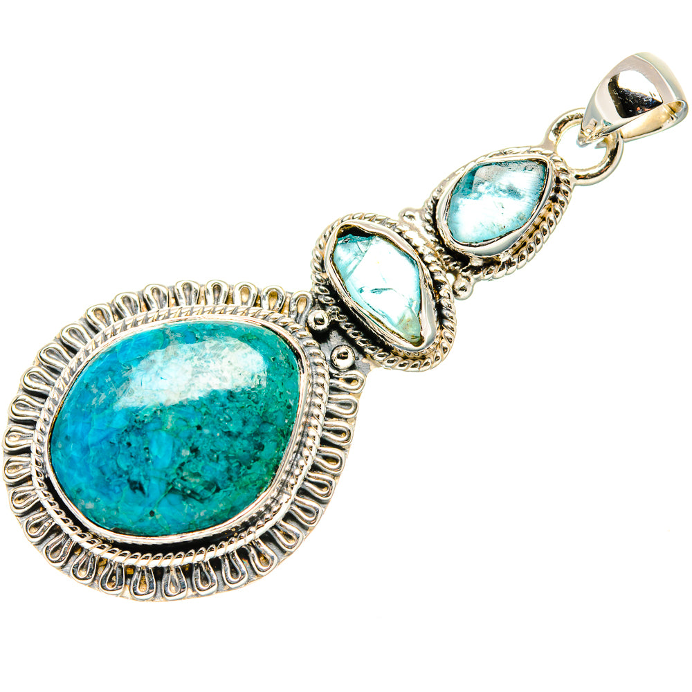 925 sterling silver pendant with oval turquoise stones, ornate bezel and top bail loop