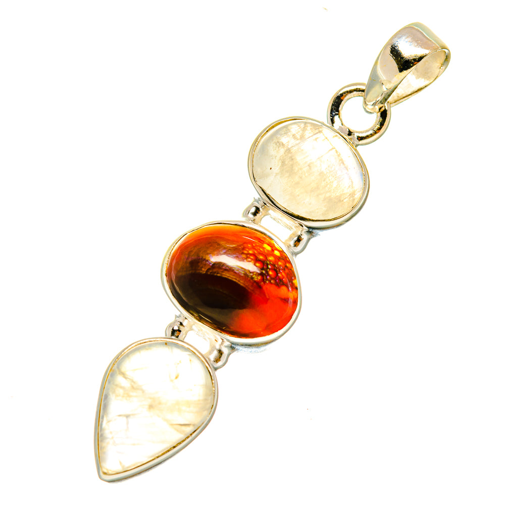 Mexican Fire Agate Pendants handcrafted by Ana Silver Co - PD3751