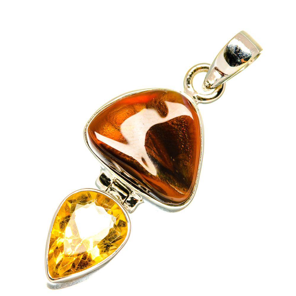 Mexican Fire Agate Pendants handcrafted by Ana Silver Co - PD3762