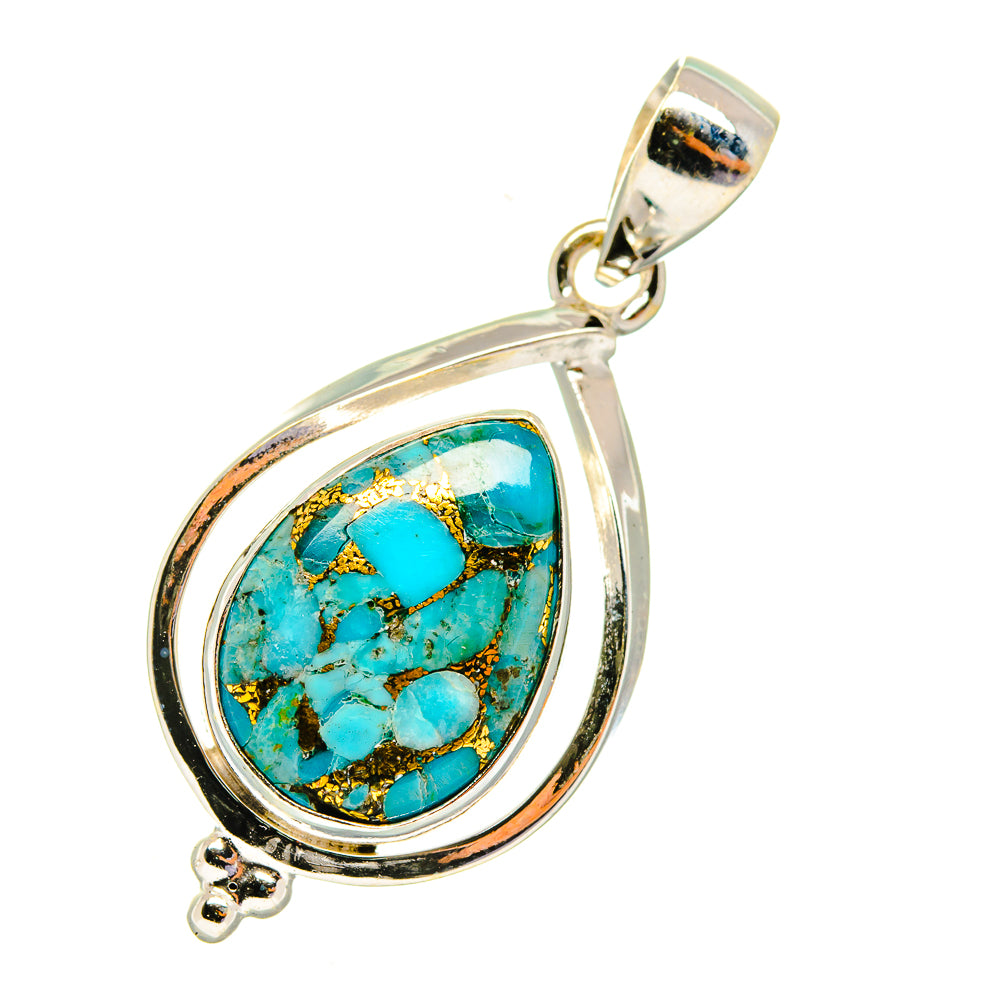 Blue Copper Composite Turquoise Pendants handcrafted by Ana Silver Co - PD3929