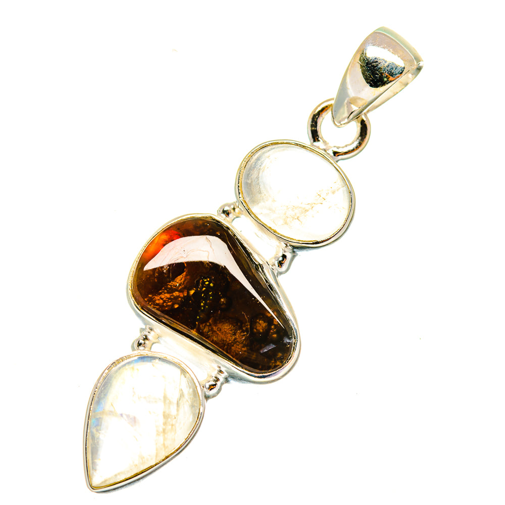 Mexican Fire Agate Pendants handcrafted by Ana Silver Co - PD3969