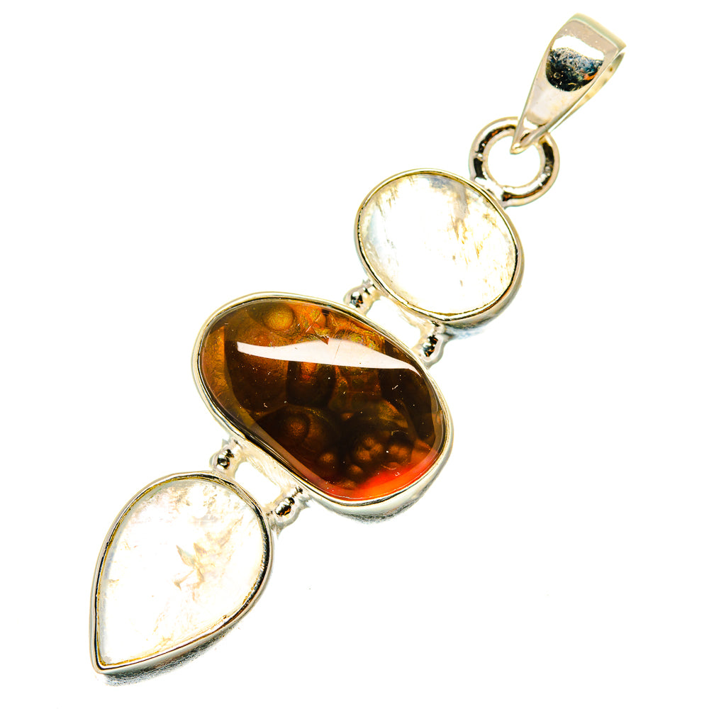 Mexican Fire Agate Pendants handcrafted by Ana Silver Co - PD4023
