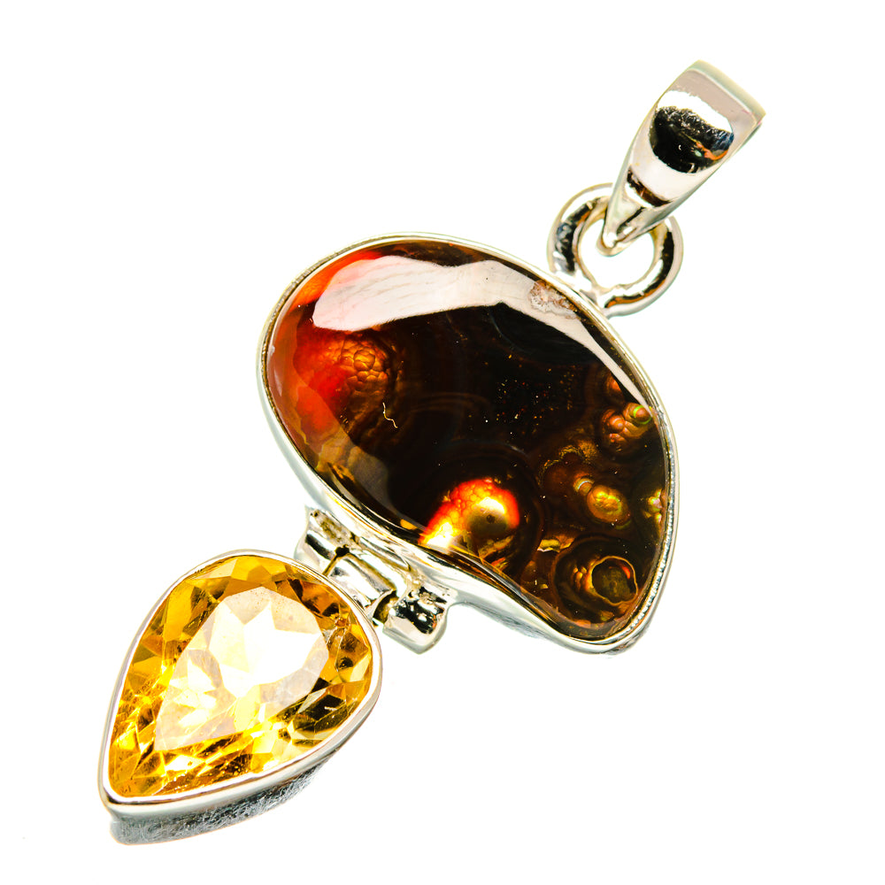 Mexican Fire Agate Pendants handcrafted by Ana Silver Co - PD4235