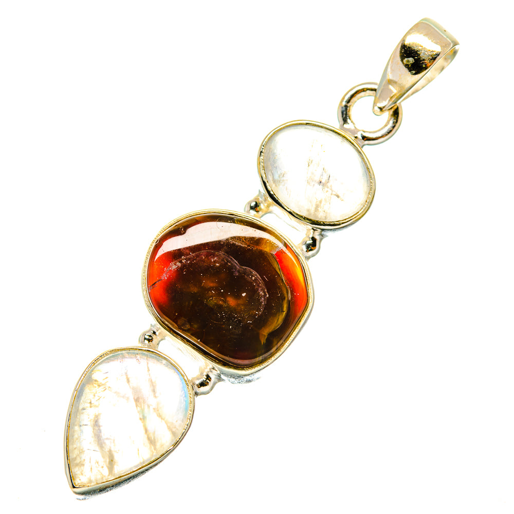 Mexican Fire Agate Pendants handcrafted by Ana Silver Co - PD4240