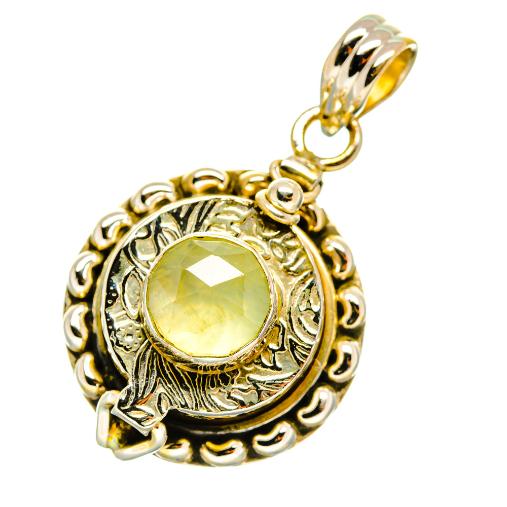 Prehnite poison pendant charm with round light green stone and bail loop