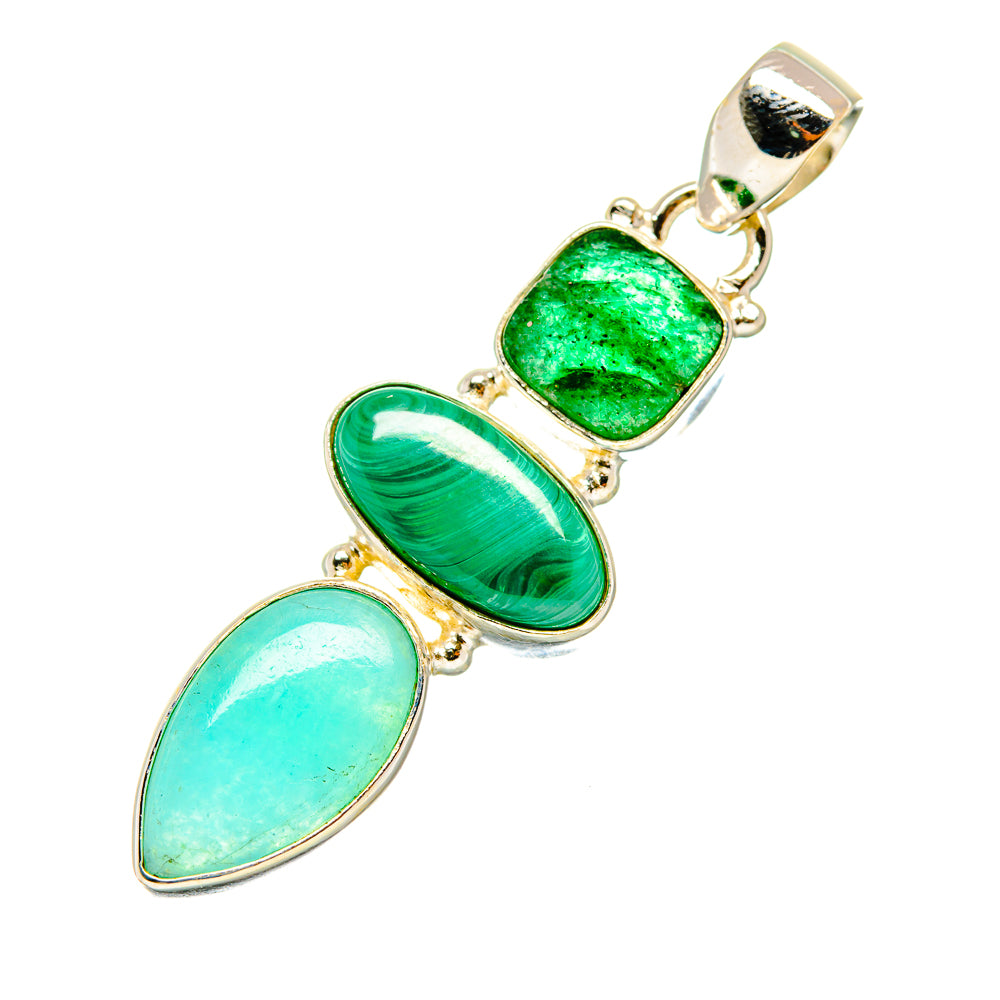 Larimar, Malachite, Green Aventurine Pendants handcrafted by Ana Silver Co - PD4451
