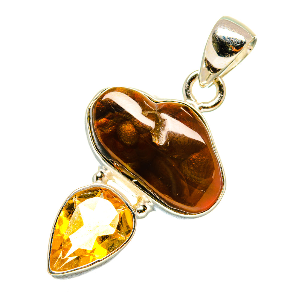 Mexican Fire Agate Pendants handcrafted by Ana Silver Co - PD4499