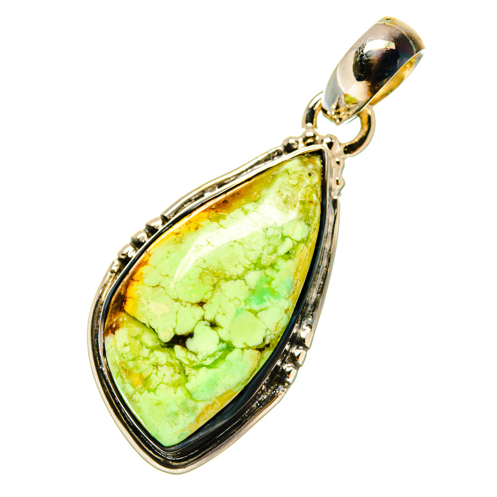 Chrysoprase teardrop pendant in 925 sterling silver setting with green stone and loop bail