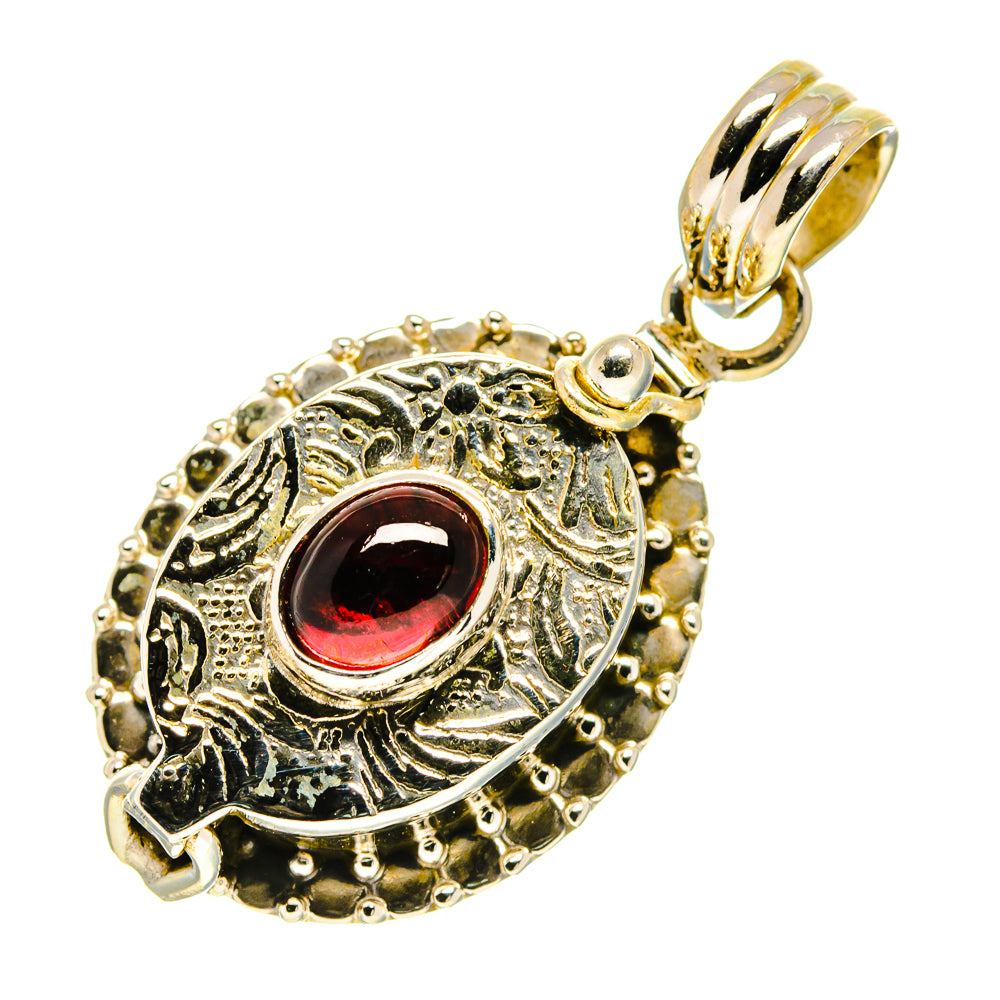 Sterling silver garnet pendant charm with red oval gemstone and bail loop top