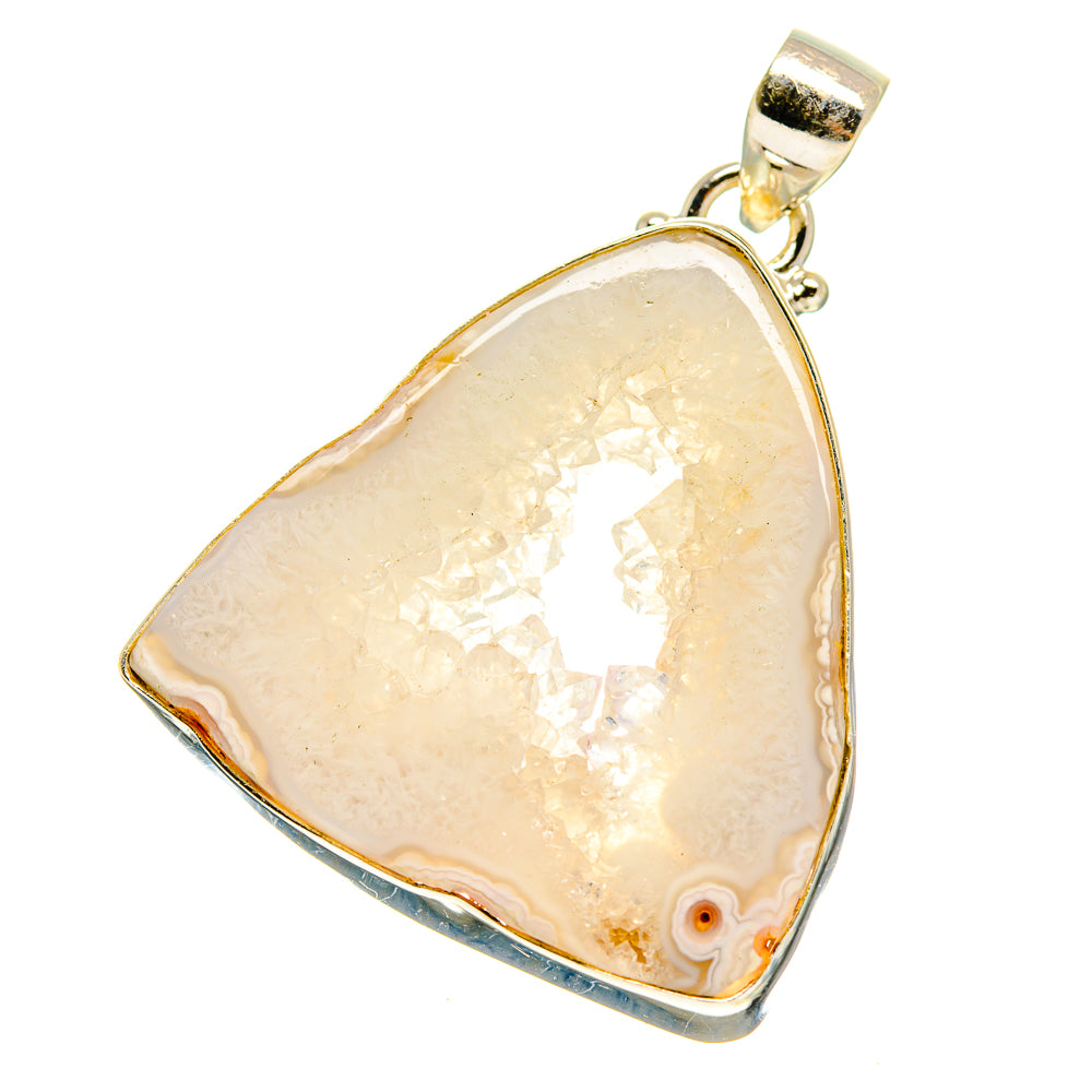 White Geode Slice Pendants handcrafted by Ana Silver Co - PD759780