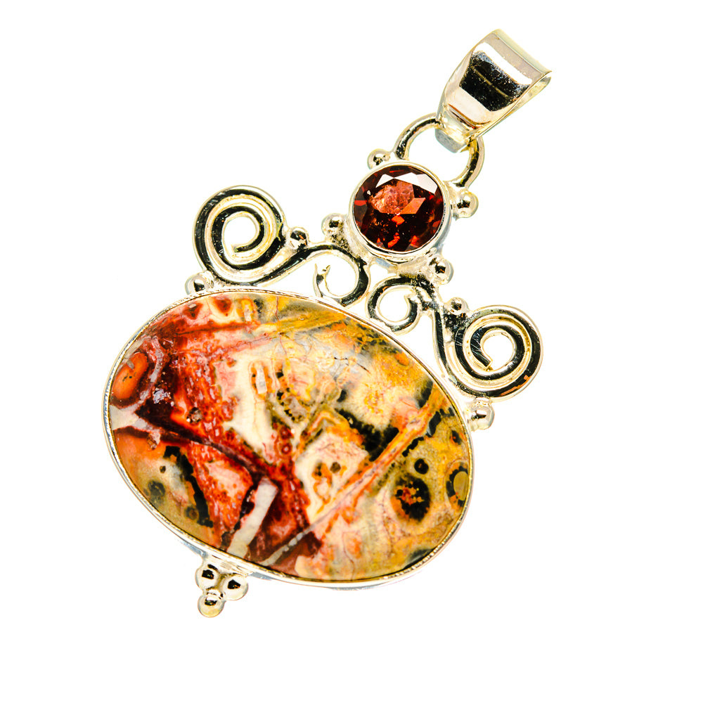 Ocean Jasper, Garnet Pendants handcrafted by Ana Silver Co - PD759781