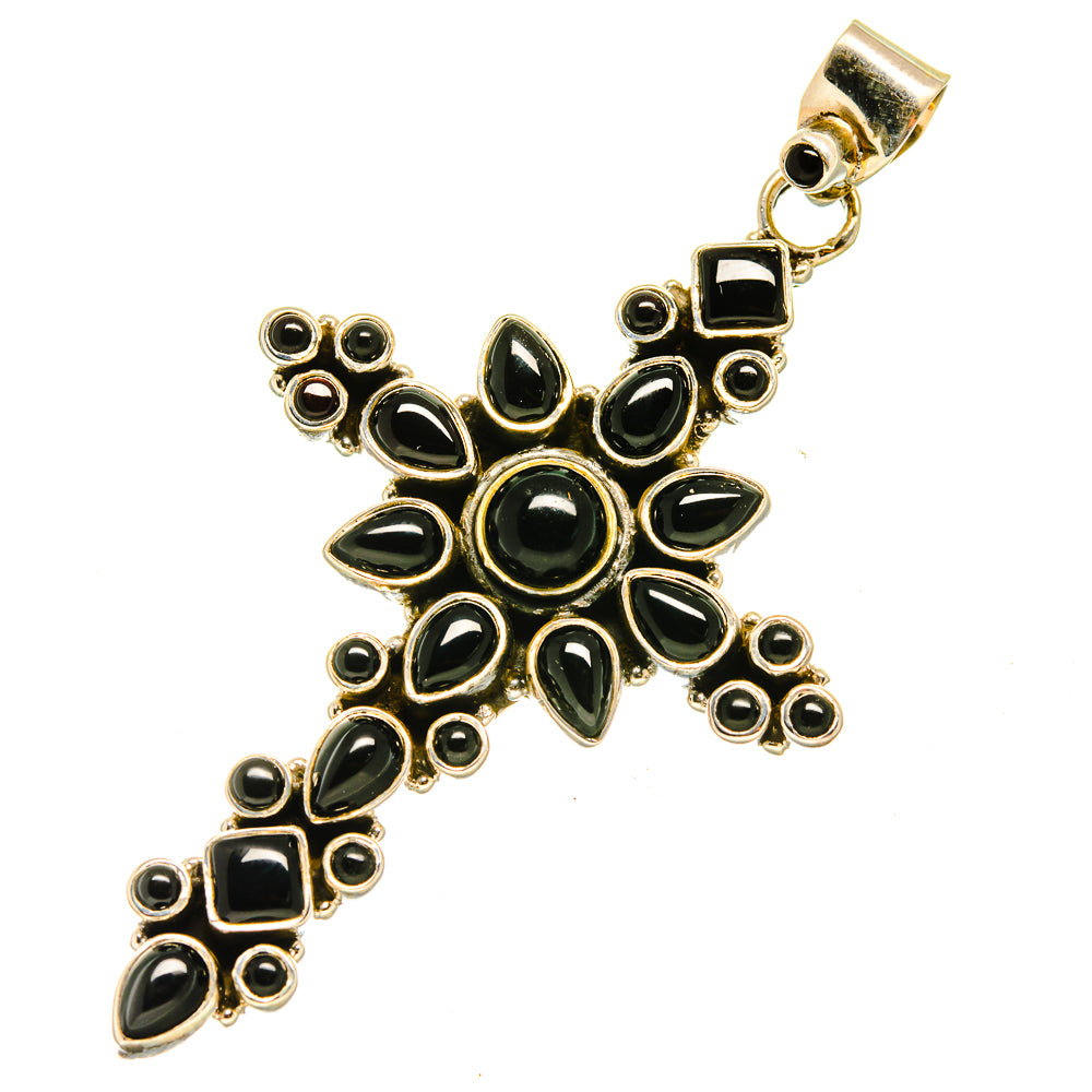 Black Onyx Cross Pendants handcrafted by Ana Silver Co - PD4845