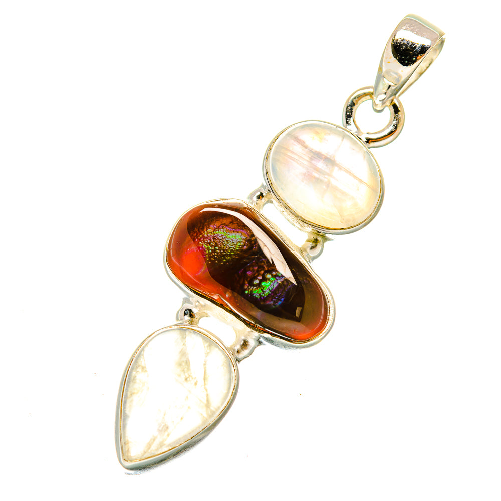 Mexican Fire Agate Pendants handcrafted by Ana Silver Co - PD4943