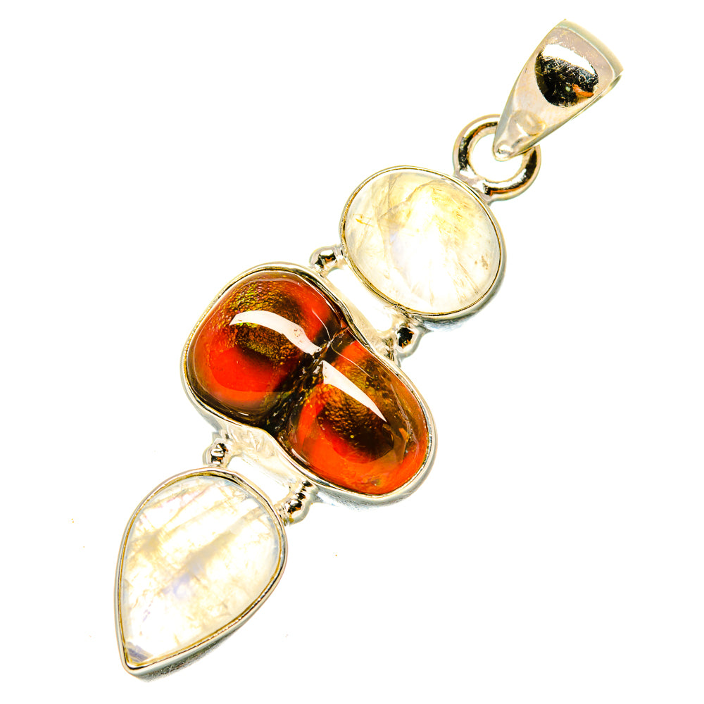 Mexican Fire Agate Pendants handcrafted by Ana Silver Co - PD4976