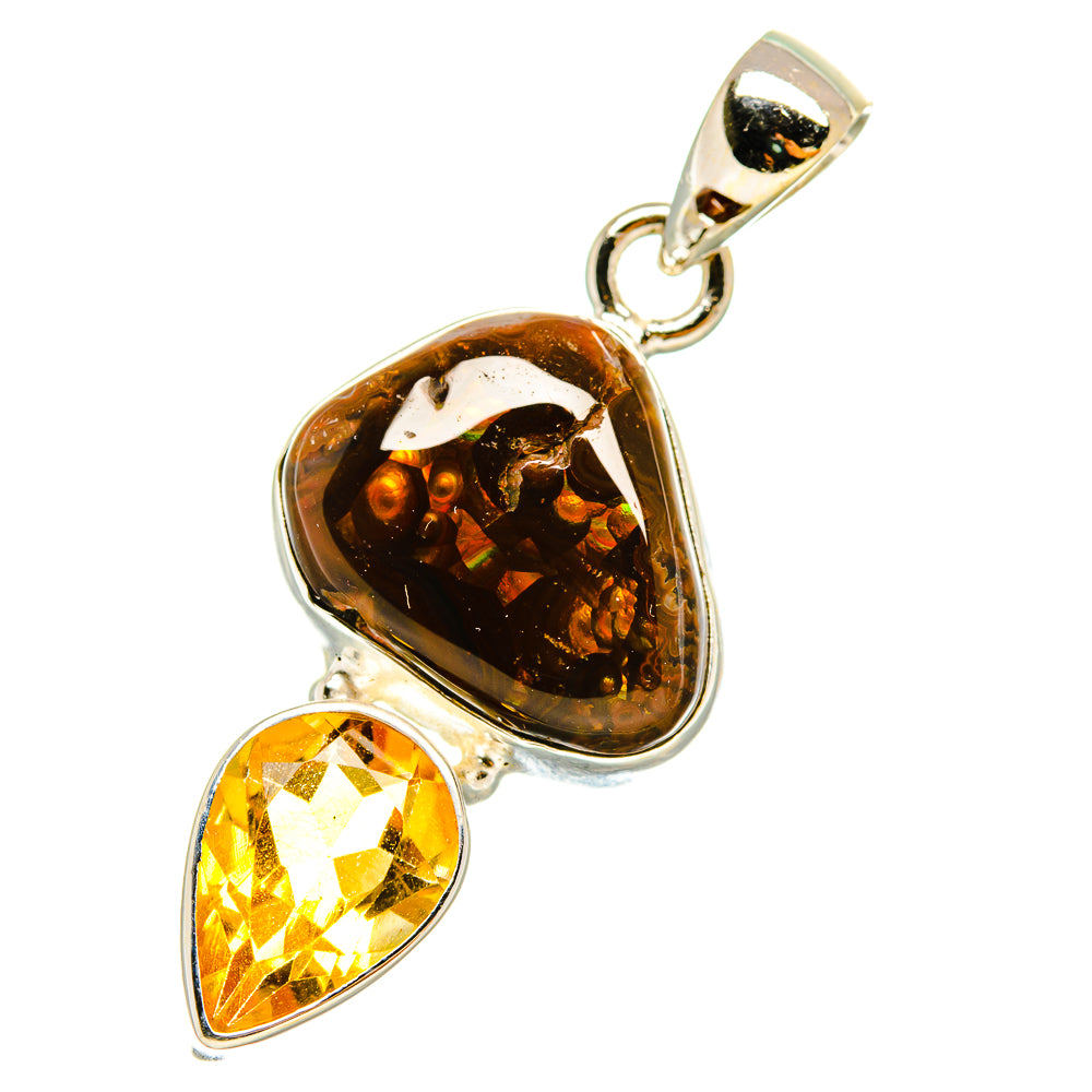 Mexican Fire Agate Pendants handcrafted by Ana Silver Co - PD5137