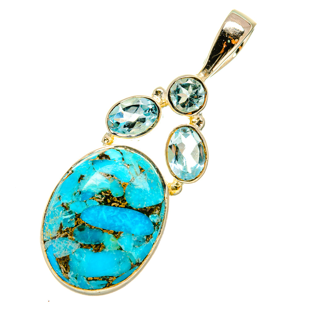 Blue Copper Composite Turquoise Pendants handcrafted by Ana Silver Co - PD5221