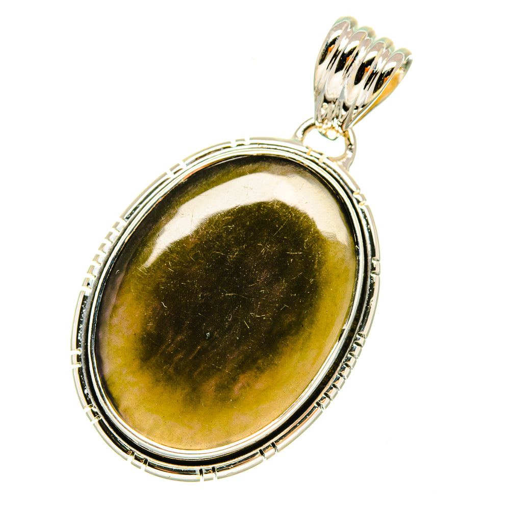 Smoky quartz pendant, 925 sterling silver oval cabochon bezel with bail