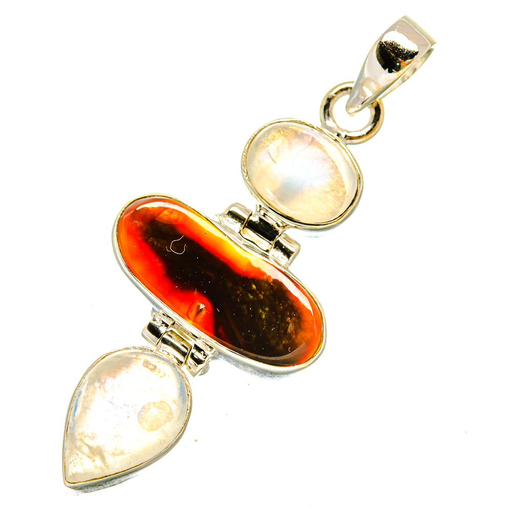 Mexican Fire Agate Pendants handcrafted by Ana Silver Co - PD5468