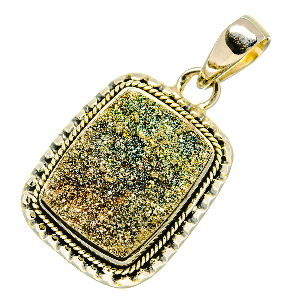 Spectro Pyrite Druzy Pendants handcrafted by Ana Silver Co - PD5484
