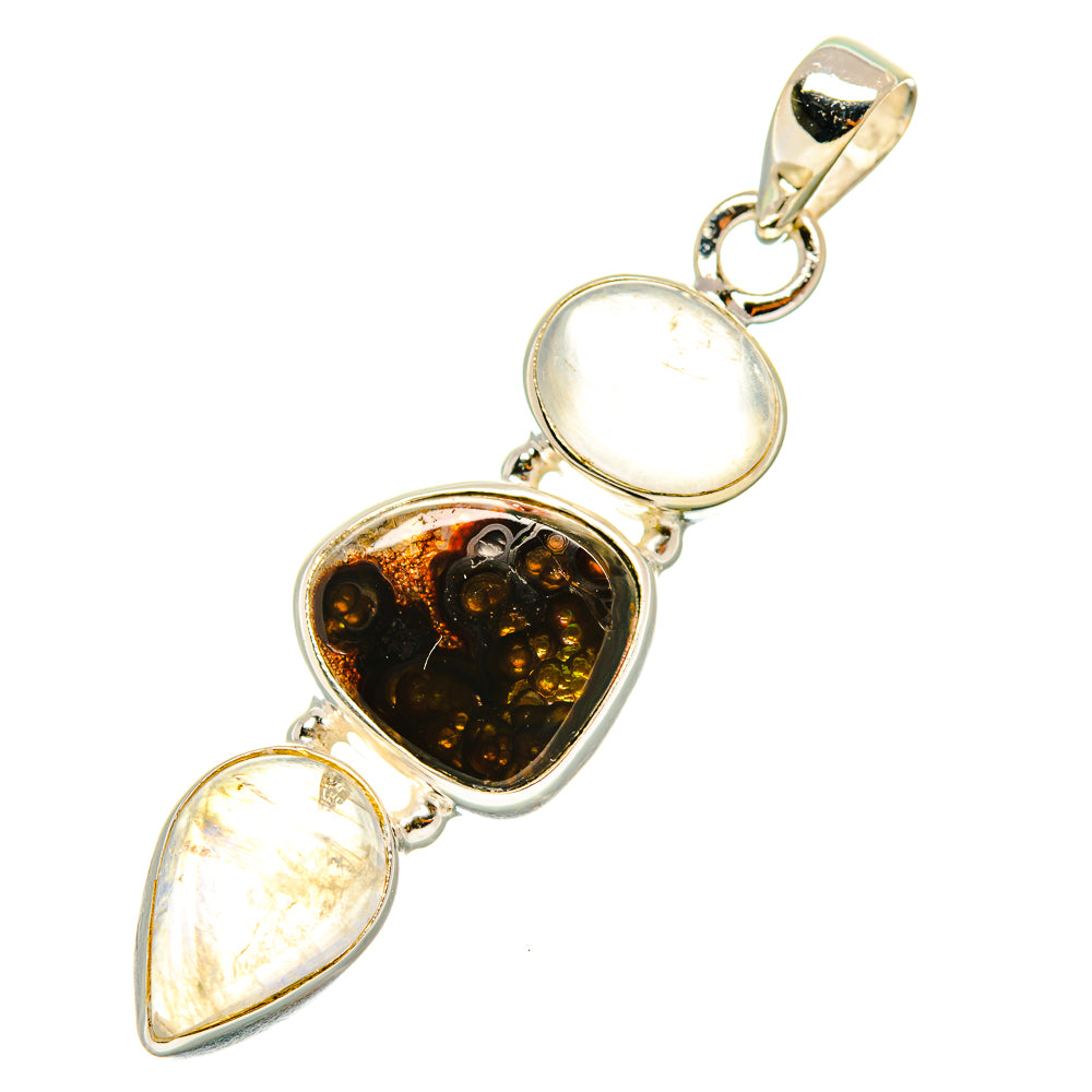 Mexican Fire Agate Pendants handcrafted by Ana Silver Co - PD5812