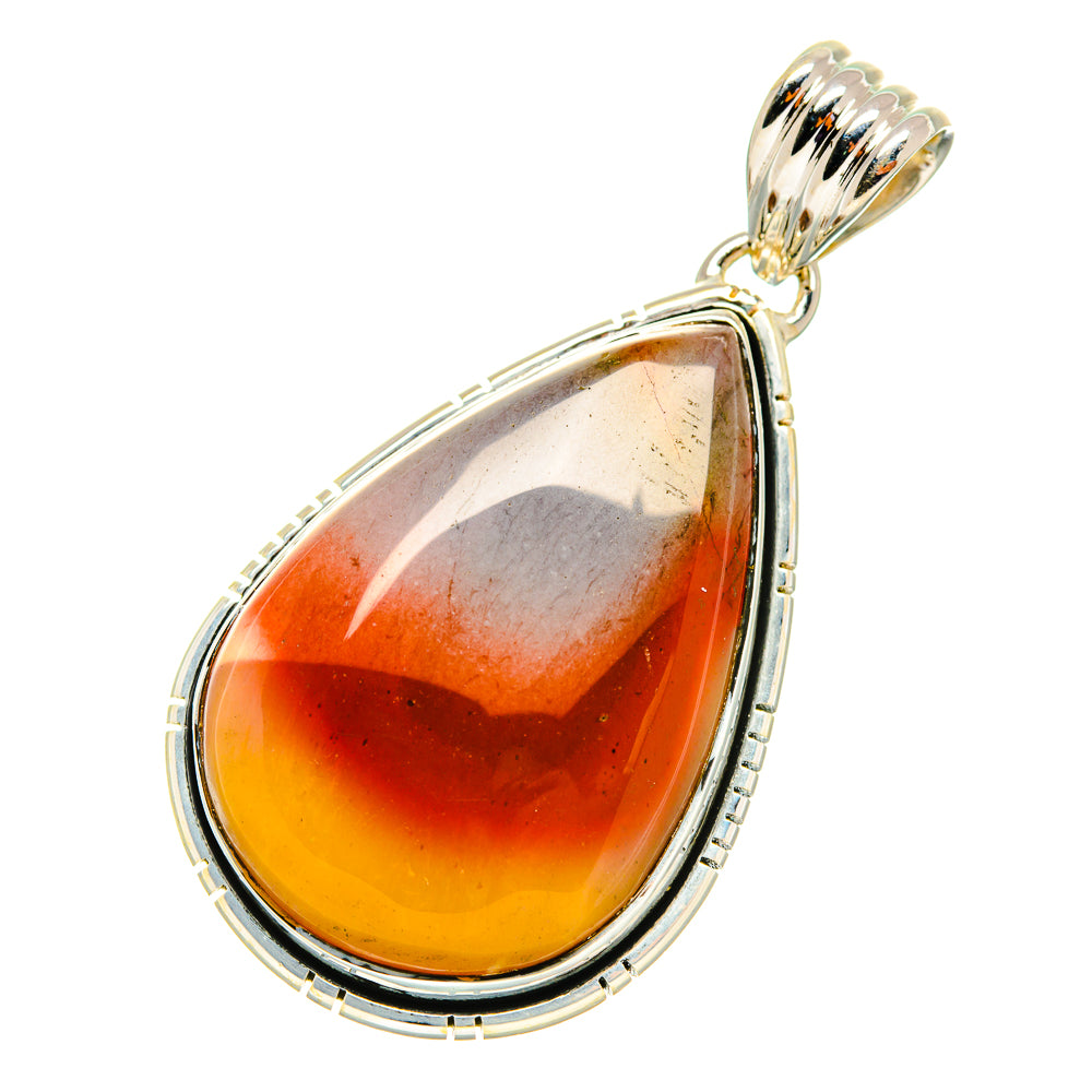 Sterling silver jasper teardrop pendant with orange-red cabochon stone