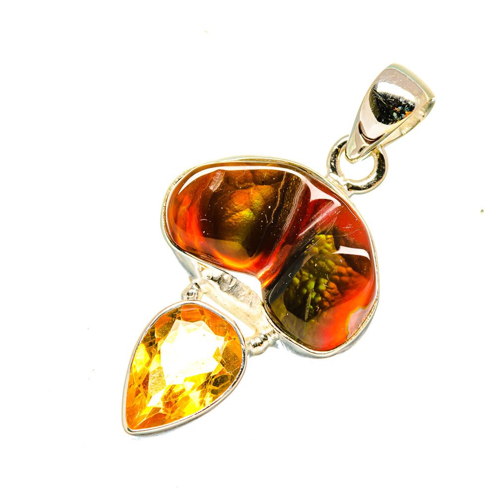 Mexican Fire Agate Pendants handcrafted by Ana Silver Co - PD6005