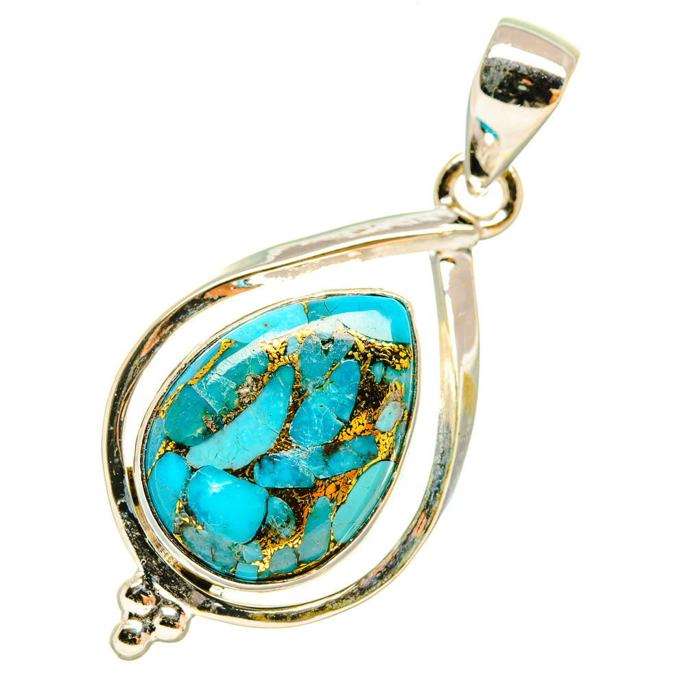 Blue Copper Composite Turquoise Pendants handcrafted by Ana Silver Co - PD6041