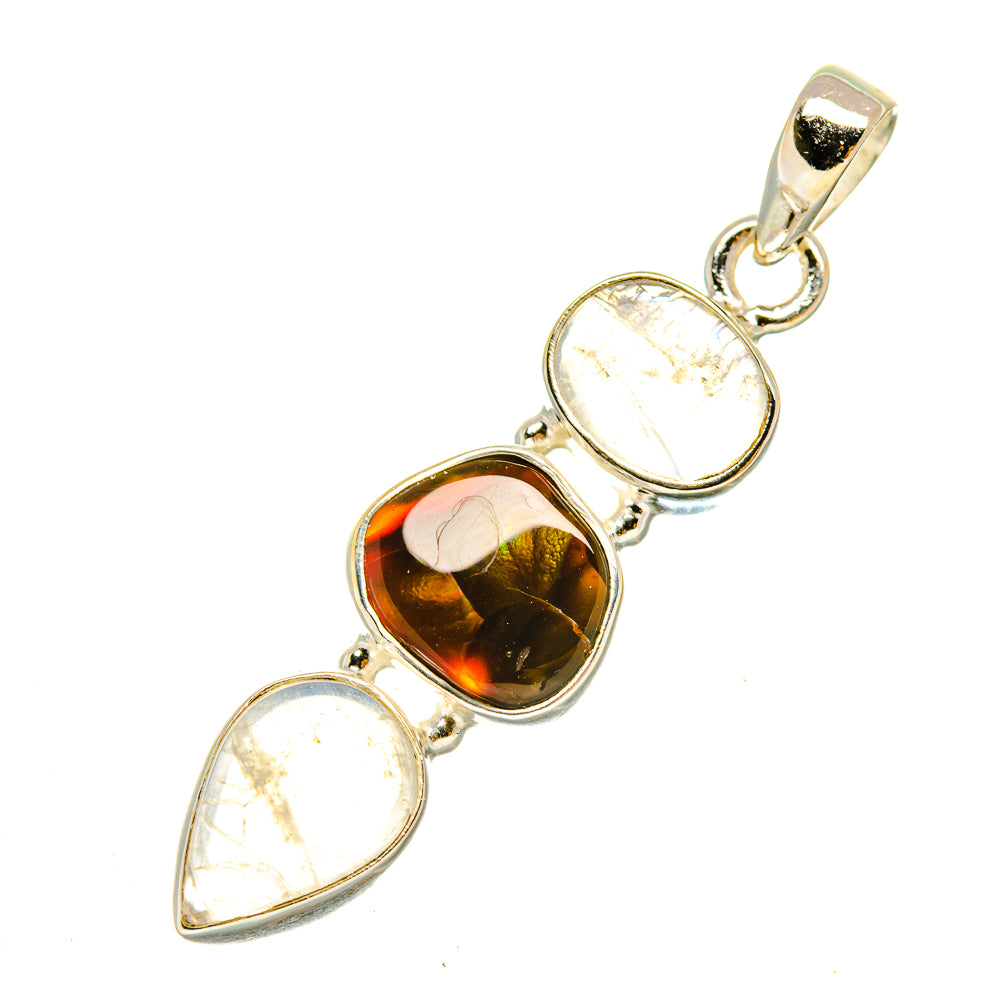 Mexican Fire Agate Pendants handcrafted by Ana Silver Co - PD6072