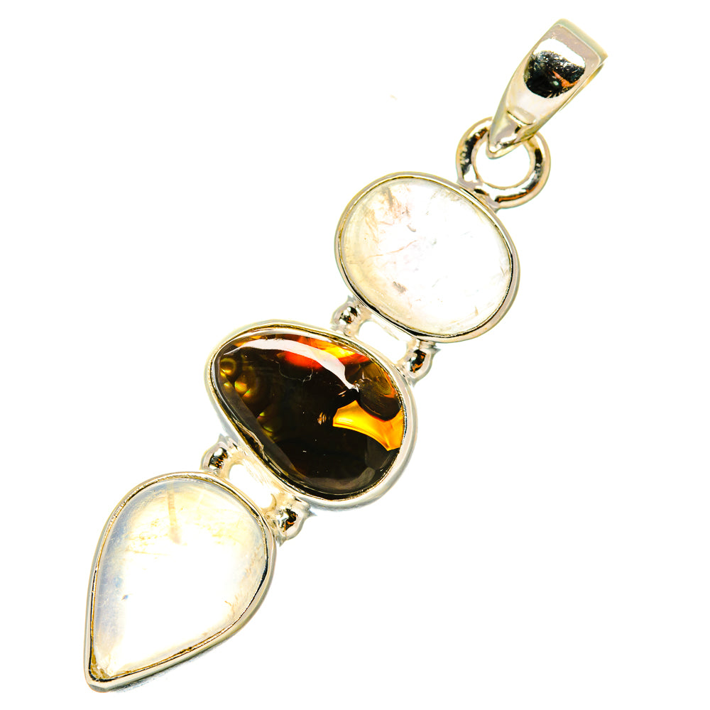 Mexican Fire Agate Pendants handcrafted by Ana Silver Co - PD6148