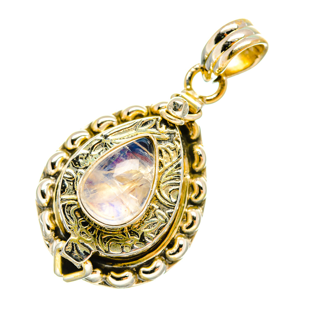 Sterling silver moonstone pendant with teardrop cabochon, detailed bezel, top loop