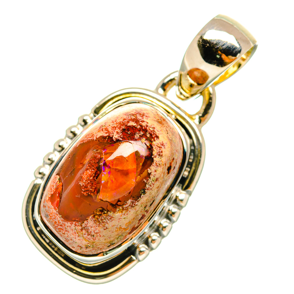 Mexican Fire Opal Pendants handcrafted by Ana Silver Co - PD6632