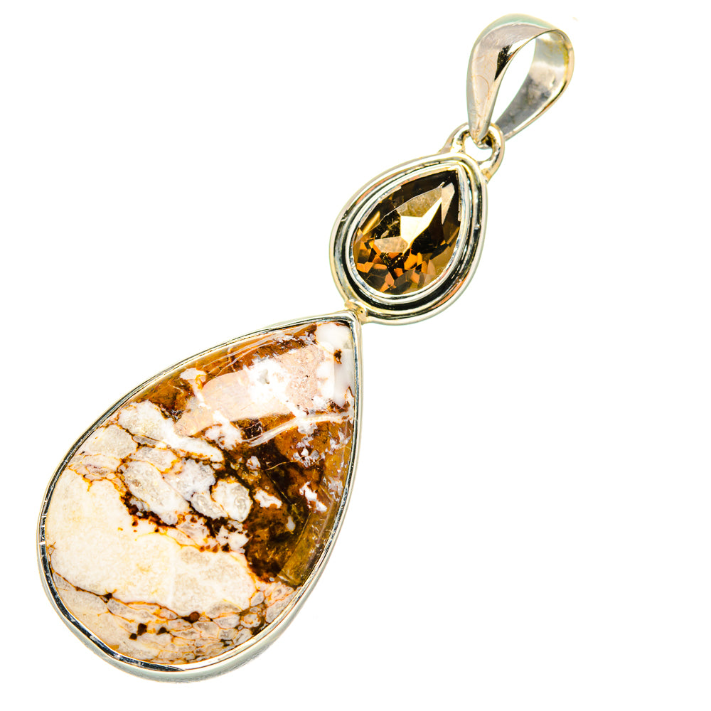 Peanut Wood Jasper, Smoky Quartz Pendants handcrafted by Ana Silver Co - PD7013