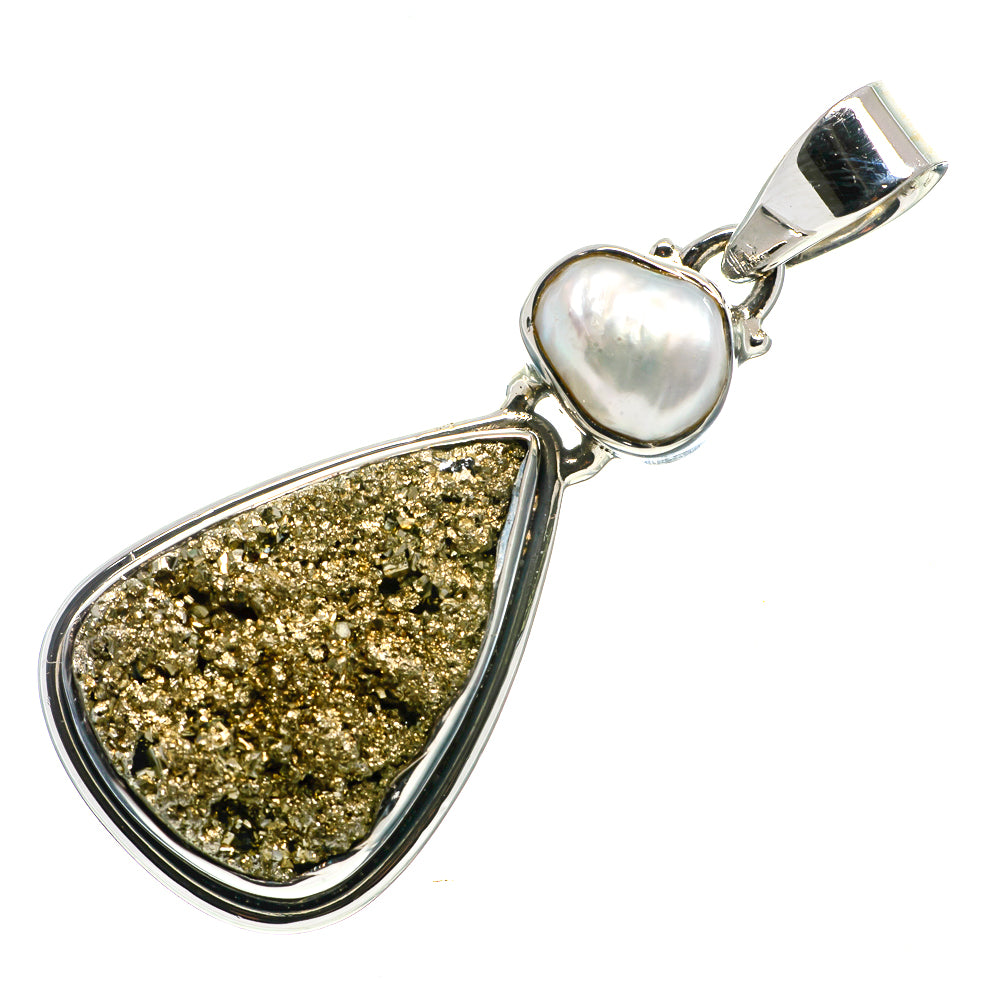 Pyrite Druzy Pendants handcrafted by Ana Silver Co - PD718201