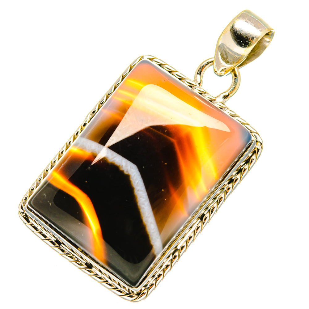 Black Banded Agate Pendants handcrafted by Ana Silver Co - PD7250