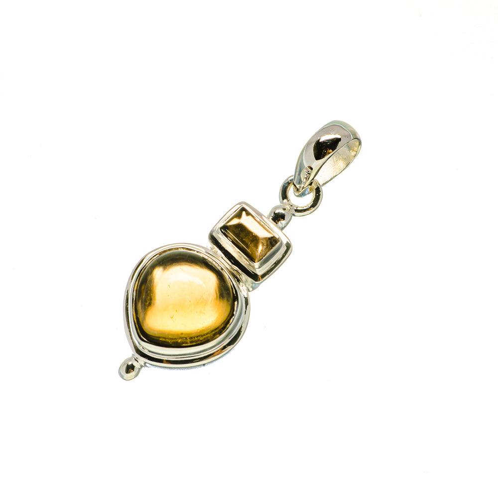 Citrine pendant, 925 sterling silver oval stone with open bail and links