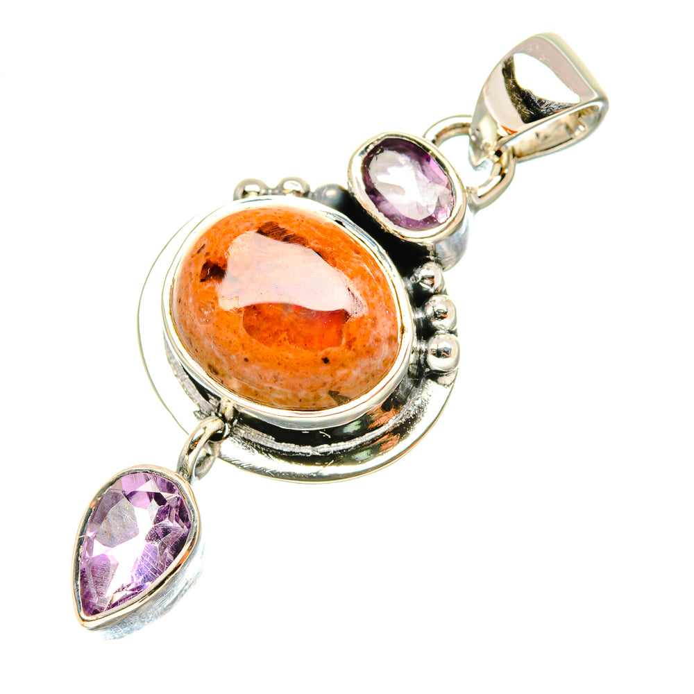 Mexican Fire Opal Pendants handcrafted by Ana Silver Co - PD7386
