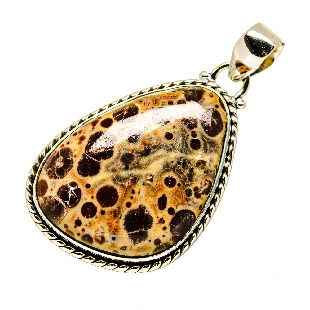Poppy Jasper teardrop pendant in 925 sterling silver with bezel and bail