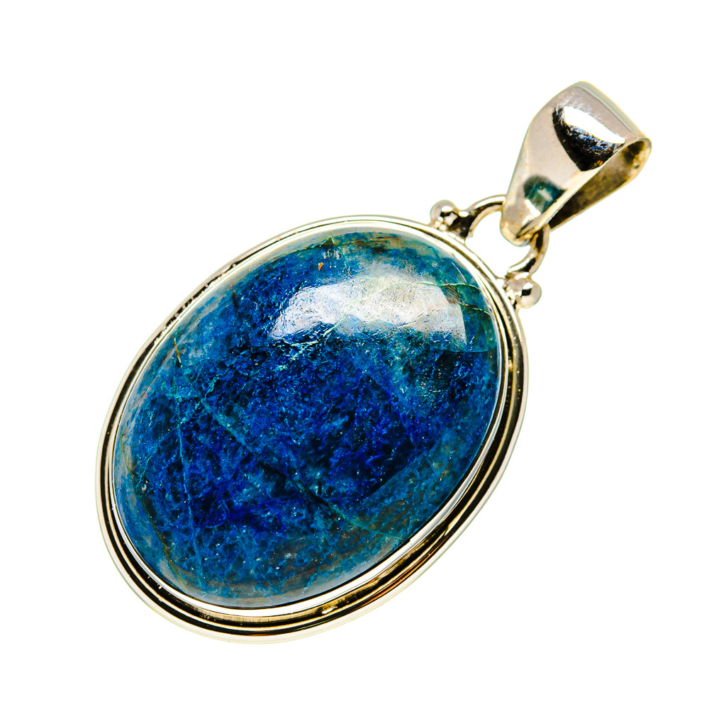 Oval blue chrysocolla quartz pendant with silver bezel and loop bail