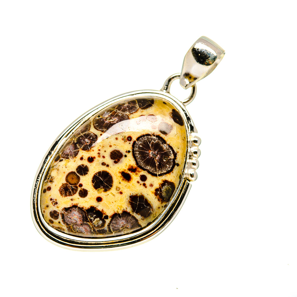 Oval Poppy Jasper pendant, sterling silver bezel with speckled oval stone