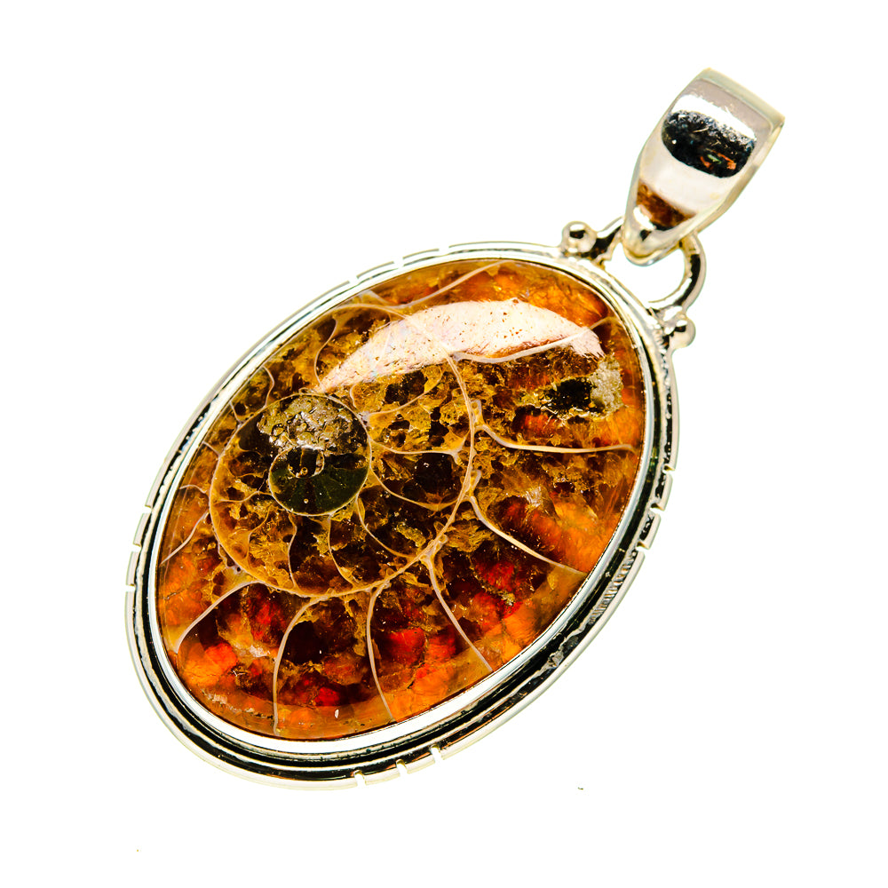 Oval amber fossil pendant with polished 925 sterling silver setting and top bail loop