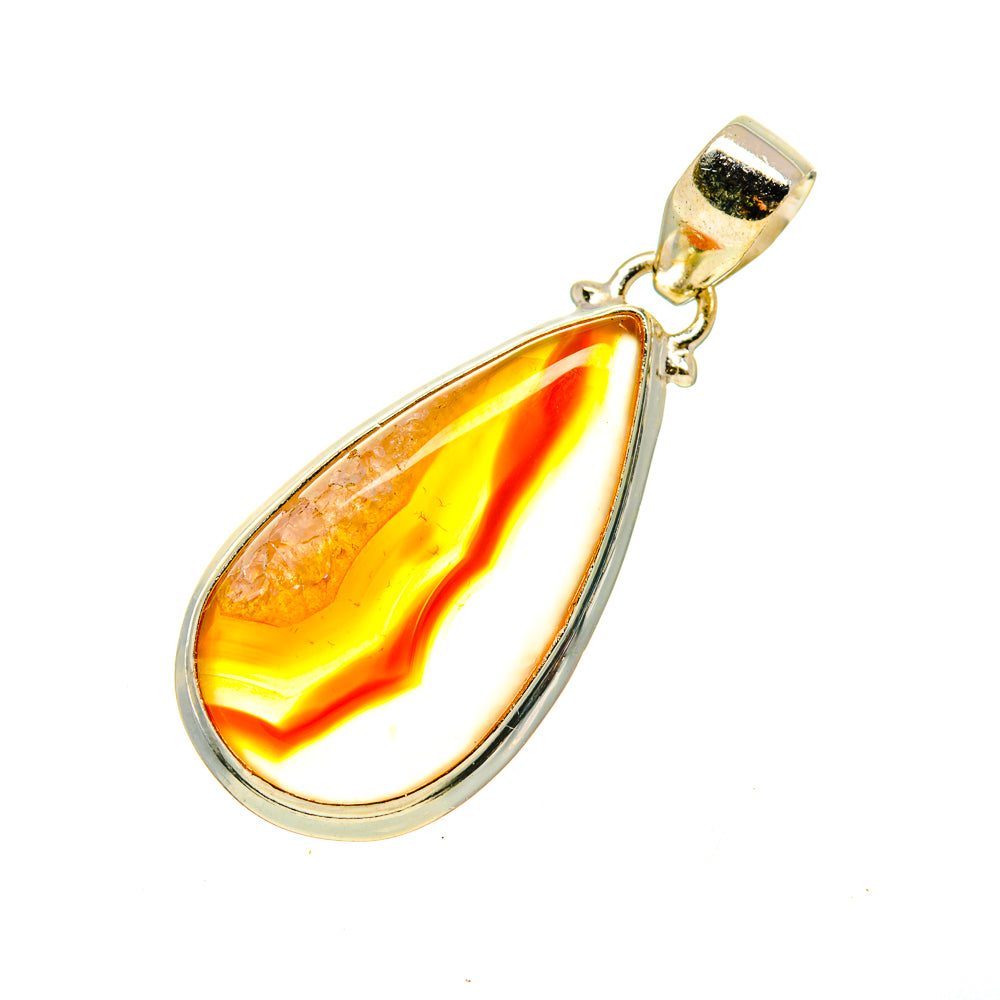 Orange Botswana Agate Pendants handcrafted by Ana Silver Co - PD746775