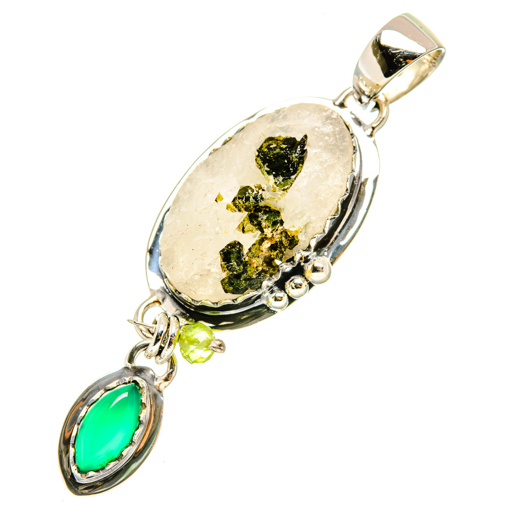 Green Tourmaline In Quartz Pendants handcrafted by Ana Silver Co - PD7499