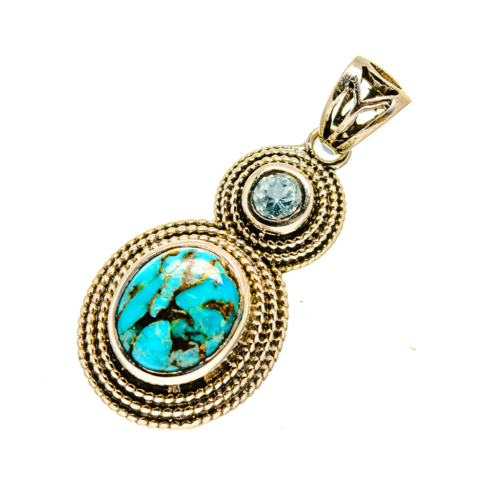 Blue Copper Composite Turquoise Pendants handcrafted by Ana Silver Co - PD751464