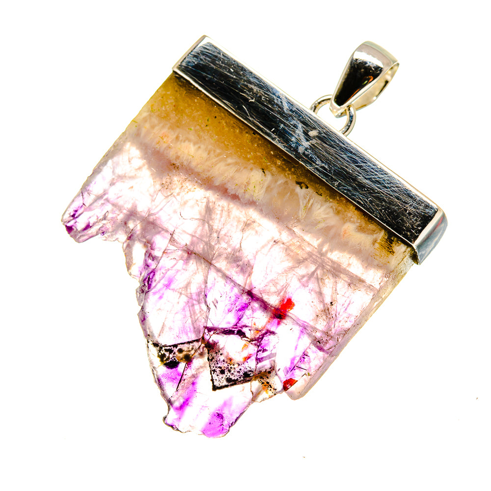 Amethyst stalactite pendant, purple crystal with sterling silver frame and hanging bail