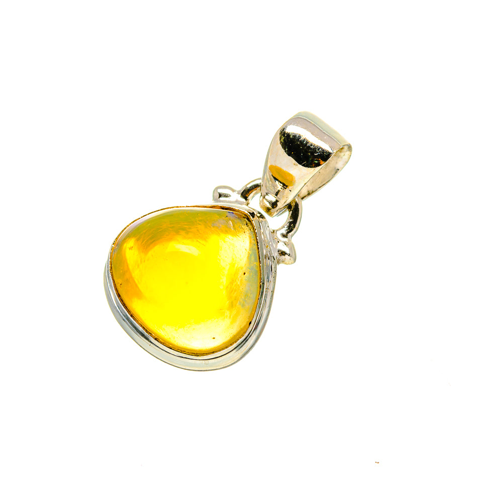 Sterling silver opal pendant with round yellow opal and loop bail