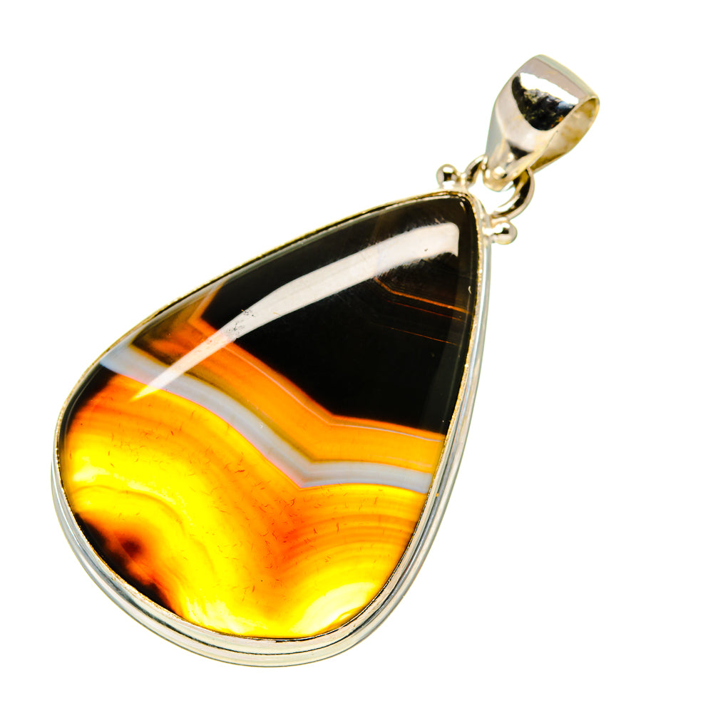 Black Botswana Agate Pendants handcrafted by Ana Silver Co - PD753686